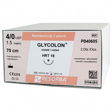 Resorba Glycolon Violet DSM11 EP0.7 USP6/0 45cm, 24ks