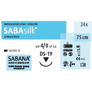 SABAsilk EP1.5 USP4/0 DS19 černé 75cm, 24ks